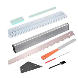 Btuty Guitar Fret Leveling Kit Stainless Steel Guitar Maintenance Tools Set Fret Polishing Repair Kit with Straightedge Notched Ruler Files Sandpaper for Guitar Setup Repair