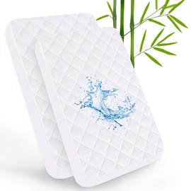 Cradle Bassinet Mattress Pad Cover for 36" × 18" Standard Cradle Bassinet Mattress, Ultra Soft Bamboo Fleece Surface and Extra Waterproof Layer, 2 Pack, Washer & Dryer