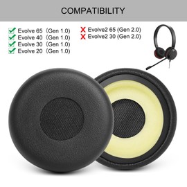Ear Pads Replacement for Jabra Evolve 65 40 30 20 Headphones, GVOEARS Ear Covers Cushion for Evolve 65UC/MS 40UC/40MS 30US/30II 20SE/UC/MS