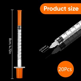 20 Pack 1ml Liquid Measuring Dispensers with Caps - Individually Sealed Multiple Uses Measuring Tool, 31G*6mm Dispensing Measuring Tools for Labs Accessories, Pets Feeding, Craft Supplies