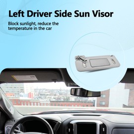 Quealzara Left Driver Side Sun Visor with LED Lights Compatible with 2015-2019 Escalade/ESV, 2014-2019 Silverado Sierra/Denali 1500 2500 3500, Suburban Tahoe Yukon/XL Replaces 22870346 23198866