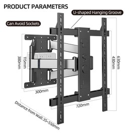 Corner TV Wall Mount for 65 75 77 85 86 inch TVs,Full Motion TV Bracket for 50-90 inch， Extension Articulating Arm Swivel and Tilt, Avoid outlets Hold 154lbs，Max VESA 650x600.