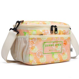 SUNNY BIRD Insulated Lunch Bag with Foldable and Leakproof Design, Thermally Insulated, Shoulder Strap for Women, Men and Teen (Pink 002)