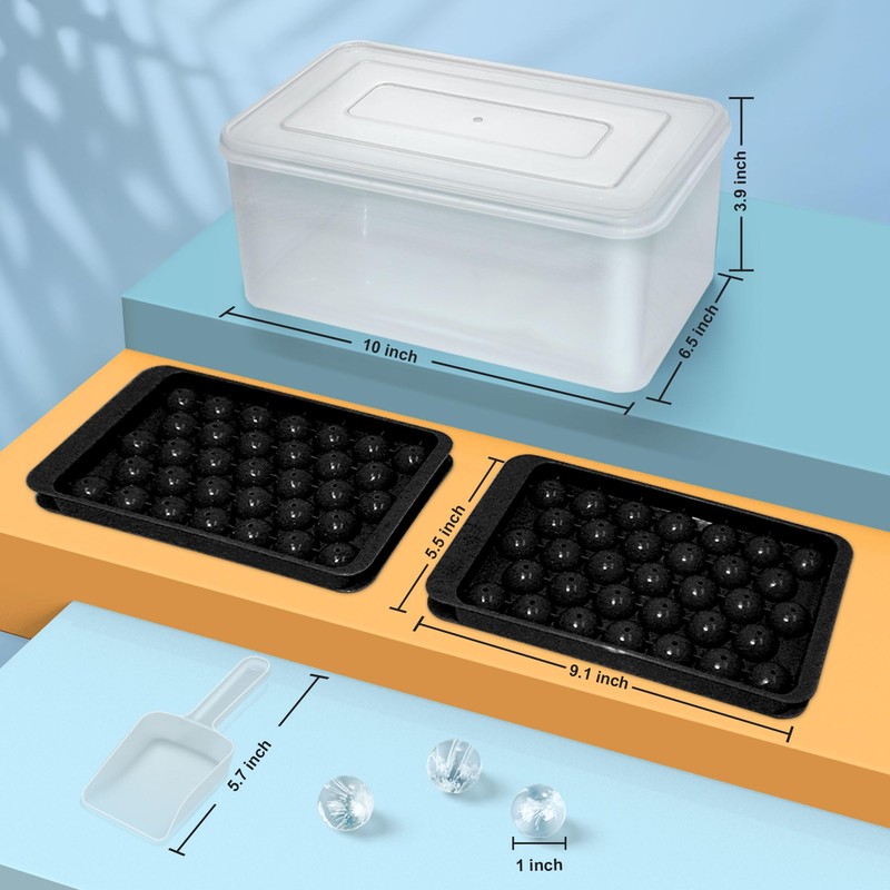 WIBIMEN Ice Cube Tray with Lid and Bin - Round