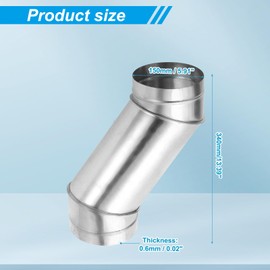 PATIKIL 6" OD Round Metal Duct Offset, Dryer Vent Round Elbow Tube Bend Connector Offset Around Obstacles Adapter Fitting for Dryer HVAC Ventilation Chimney Exhaust Fan, Silver Tone