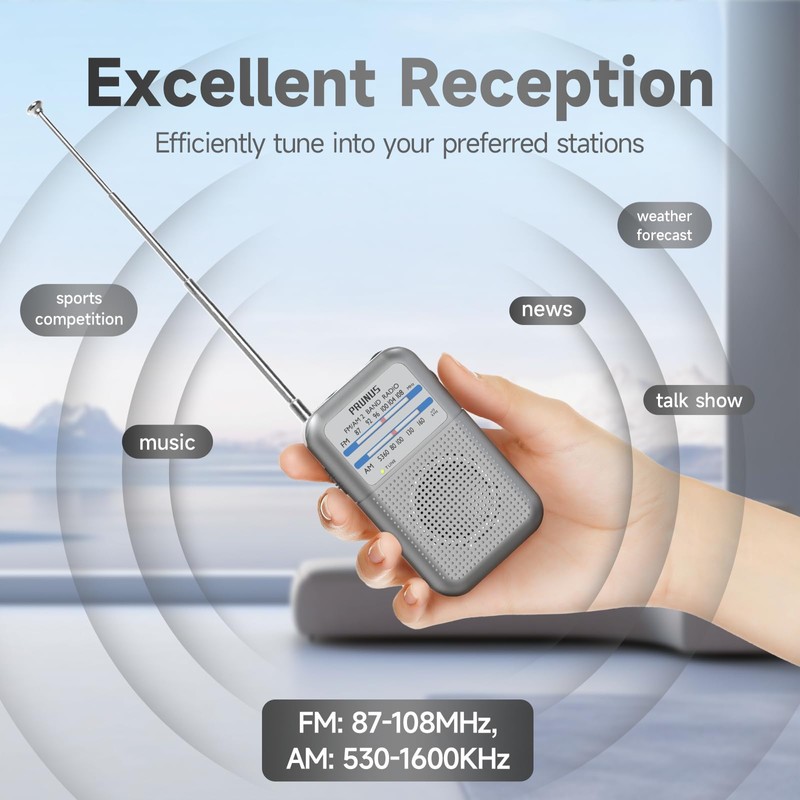 Pocket Battery AM FM Radio Portable, Mini Transistor Radio with
