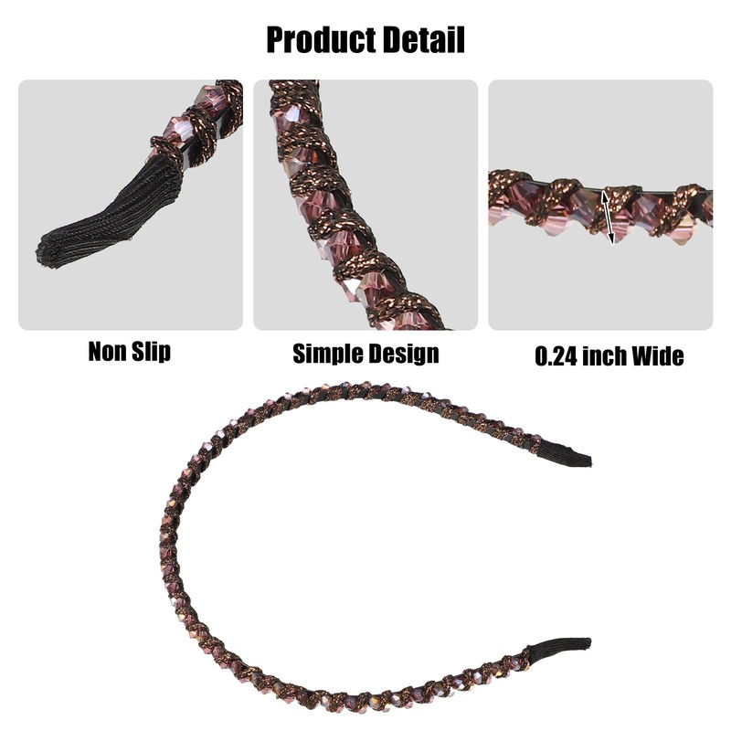 VOCOSTE Hair Hoop Women Headband Headband Rhinestone 0.6cm Width 1pcs