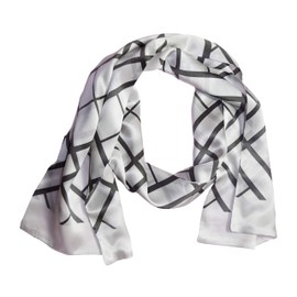 Posh Gear Mens silk scarf Quadrinata, white 100% silk