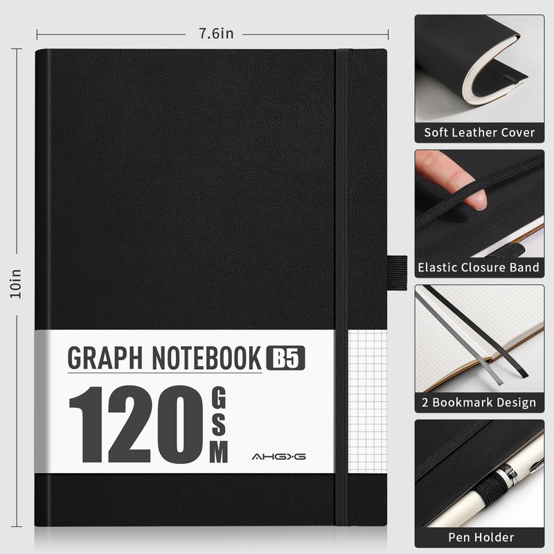 AHGXG Graph Paper Notebook - Grid Notebook Journal, 120 GSM