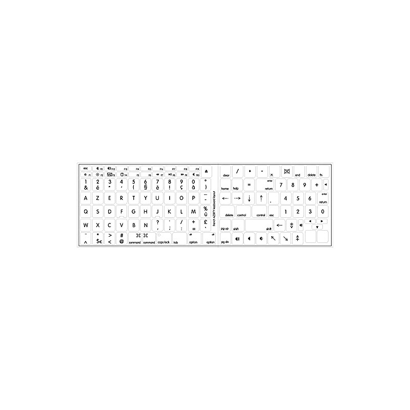 MAC FRENCH AZERTY KEYBOARD STICKERS WHITE BACKGROUND FOR DESKTOP, LAPTOP