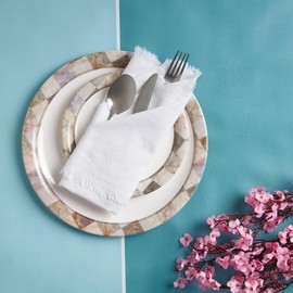 ACCENTHOME White Cotton Linen Napkin Set of 12 18x18 inch Dinner Napkins - Washable Soft Premium Hotel Quality Reusable Napkins Perfect Table Napkins for Family Dinners, Weddings & Everyday Use