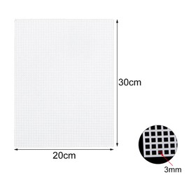 Pamtns Pack of 8 Plastic Canvas Sheets, Plastic Mesh, Canvas, 30 x 20 cm, Plastic Cross Stitch Mesh Fabric, Mesh Sheets, Plastic Grid, Canvas, Knotting Plastic Grid, White, DIY Bag Accessories