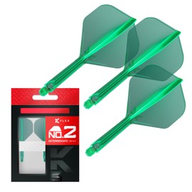 Target Darts K Flex Integrated Dart Flight and Shaft, No.2, Green (Intermediate), Pack of 3 K Flex No.2, Precision Moulded 2-in-1 Dart Flights and Dart Stem, Professional Dart Accessories