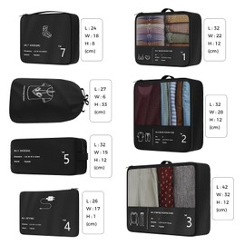 Packing Cubes, 7 Pcs Packing Cubes for Suitcases, Suitcase Organiser Bags, Travel Packing Cubes, Travel Cubes