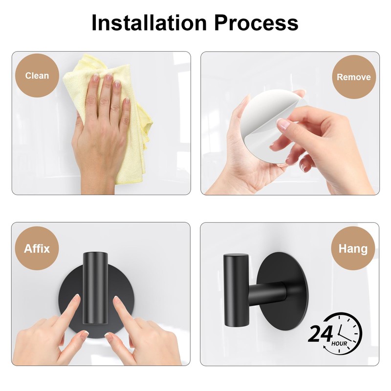 VINHOLD Self-Adhesive Coat Hooks, Stainless Steel Heavy Duty Wall Hooks,