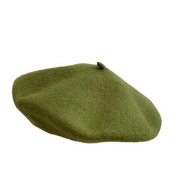 Gllutt Women Wool Beret Hat French Style Solid Color (Mocha Green)