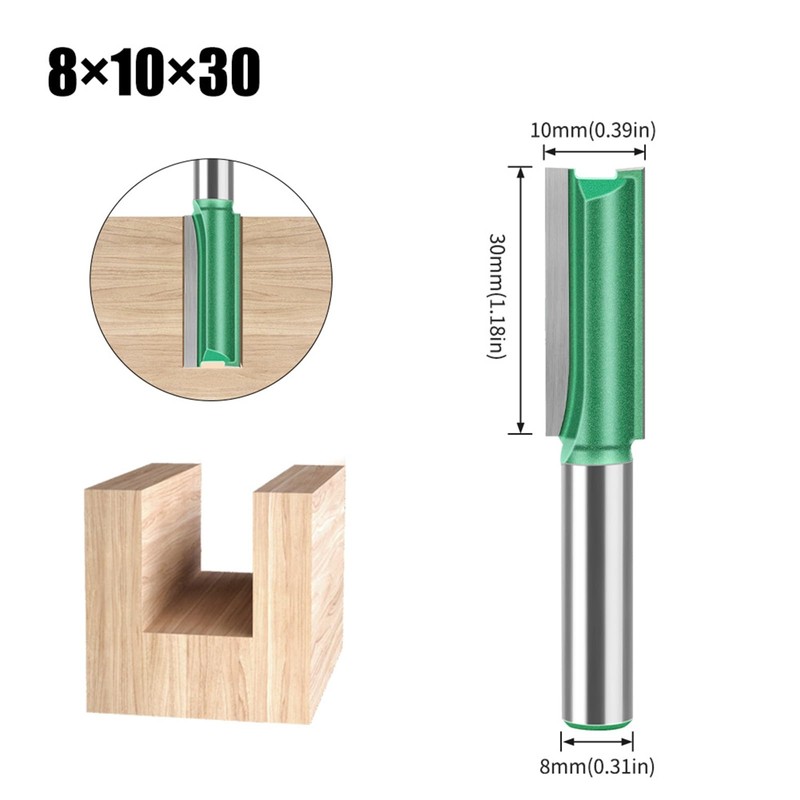 MACHSWON Straight Router Bit 8mm Shank,Double Flute Woodworking Milling Cutter
