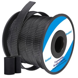 Braided PET Expandable Wire Loom 100ft - 1/8 Inch, Braided Wire Sleeving Mesh Cable Management with 2 Heat Shrinkable Tubes, Braided Cable Sleeve for Home Office Cord Protector