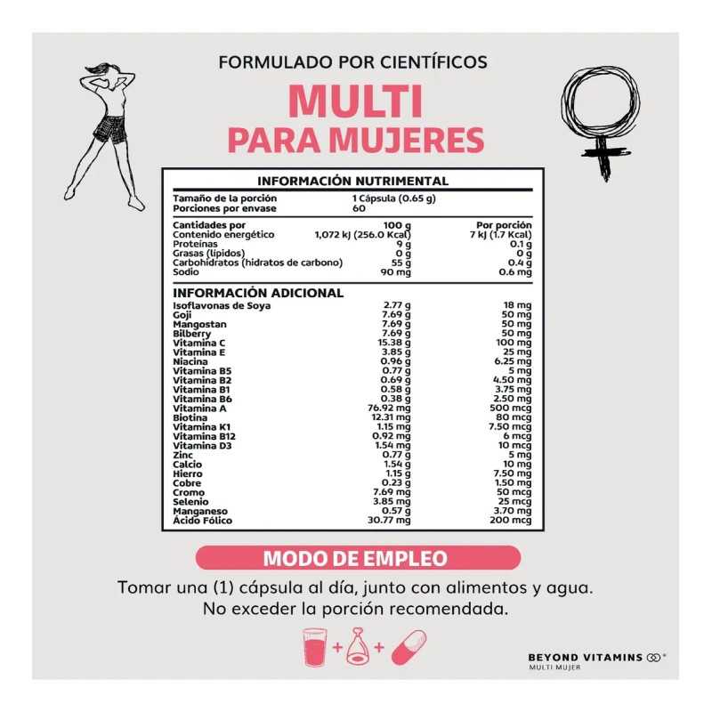 Kit 1 Multivitaminico Mujer + 1 Magnesio Complex Sin Sabor