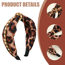 Leopard Headband - 2PCS Leopard Print Headband, Leopard Print Ears, Hair Accessories for Women, Animal Headband, Leopard Print Headbands with Bow Knot,Retro Rimmed Hair Accessories Diamond for Women