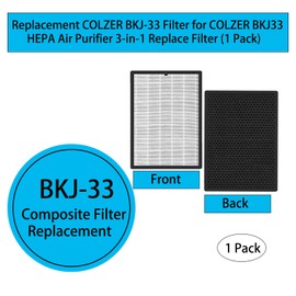 Replacement BKJ-33 Filter for COLZER 1300 Sq Ft / 2500 Sq Ft Air Purifier, 3-in-1 Replace BKJ 33 Accessory (1Pack)