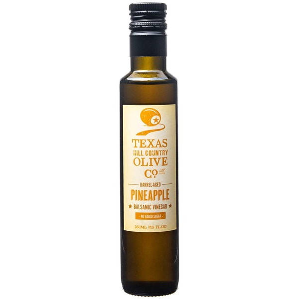 Terra Verde Pineapple Balsamic Vinegar - Gourmet Barrel Aged Infused Balsamic Vinegar - Great for Dressing Dipping Glazing - No Artificial Flavors or Added Sugar - Made in Texas (8.5 oz)