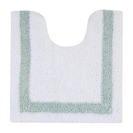 Better Trends Toilet Rugs U Shaped 100% Cotton 20" x 20" Bath Mats, White & Blue Contour Bath Mat - Tufted, Reversible & Absorbent & Machine Washable Bath Mats, Hotel Collection