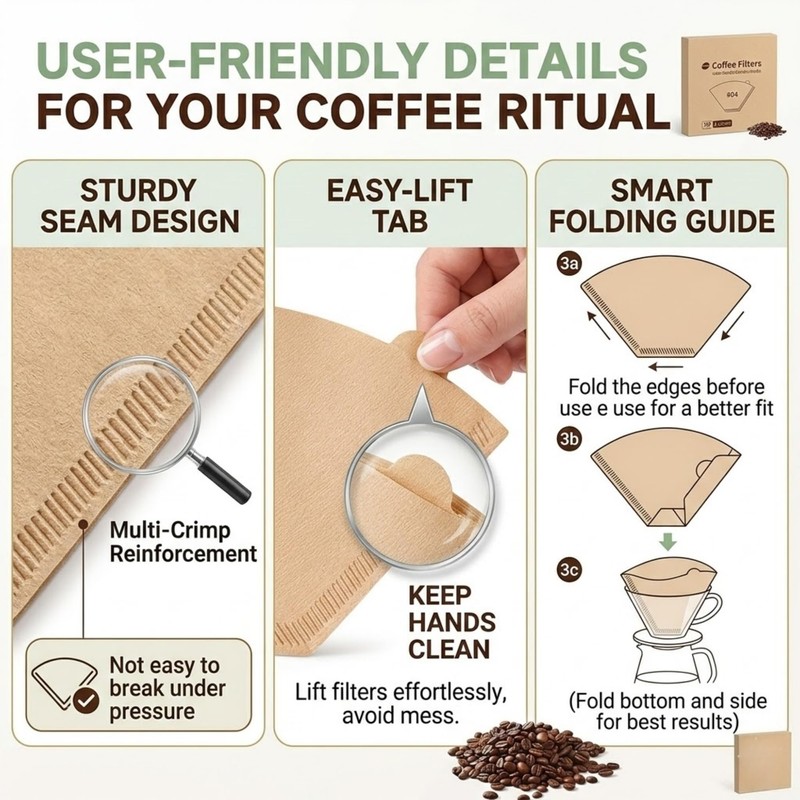 100 Count #4 Cone Coffee Filters, Unbleached Natural Paper Coffee
