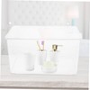 KOMBIUDA Clear Desktop Storage Box with Lid Transparent Multi-purpose Organizer
