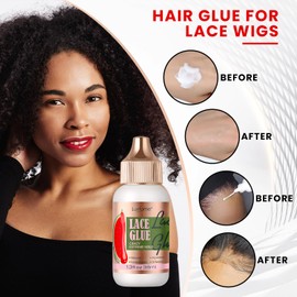 Luxfume Lace Glue Wig Glue for Front Lace Wig 1.34 Oz - Lace Wig Glue Invisible Fast Drying No Residue Lace Glue for Wigs Waterproof Super Hold (Watermelon Flavored)