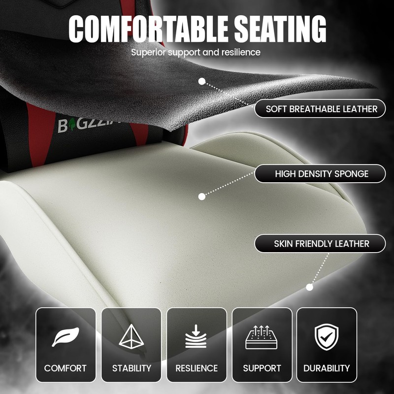 Bigzzia Gaming Chair, Computer Game Chair with Lumbar Support, Comfortable