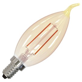 Bulbrite 776903, 2.5W LED Amber Light Bulb, Flame Tip, CA10 2100k Filament Nostalgic E12 Candelabra Base for use in Chandeliers and sconces Fully Compatible Dimming