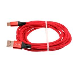 Red 6ft USB-C Cable Type-C Charger Cord Compatible with HMD Vibe, Power Wire Long Braided Fast Charge
