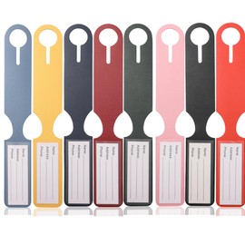 8PCS Waterproof Leather Luggage Tags with Name Id Card, Travel Luggage Tag, Durable Travel Accessories (8 Colors)