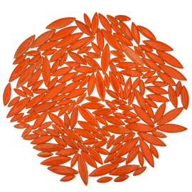 Yuvori 0.5 kg Ceramic Leaf Shape Mosaic Tiles Mixed Sizes DIY Decor for Bathroom Living Room Kitchen Garden (Orange Red)