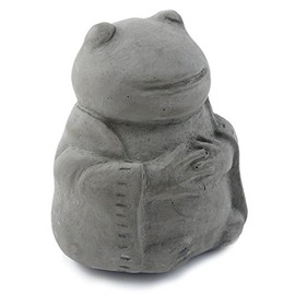 Modern Artisans Meditating Frog - Small Cast Stone Desk Pet in Grey Stone