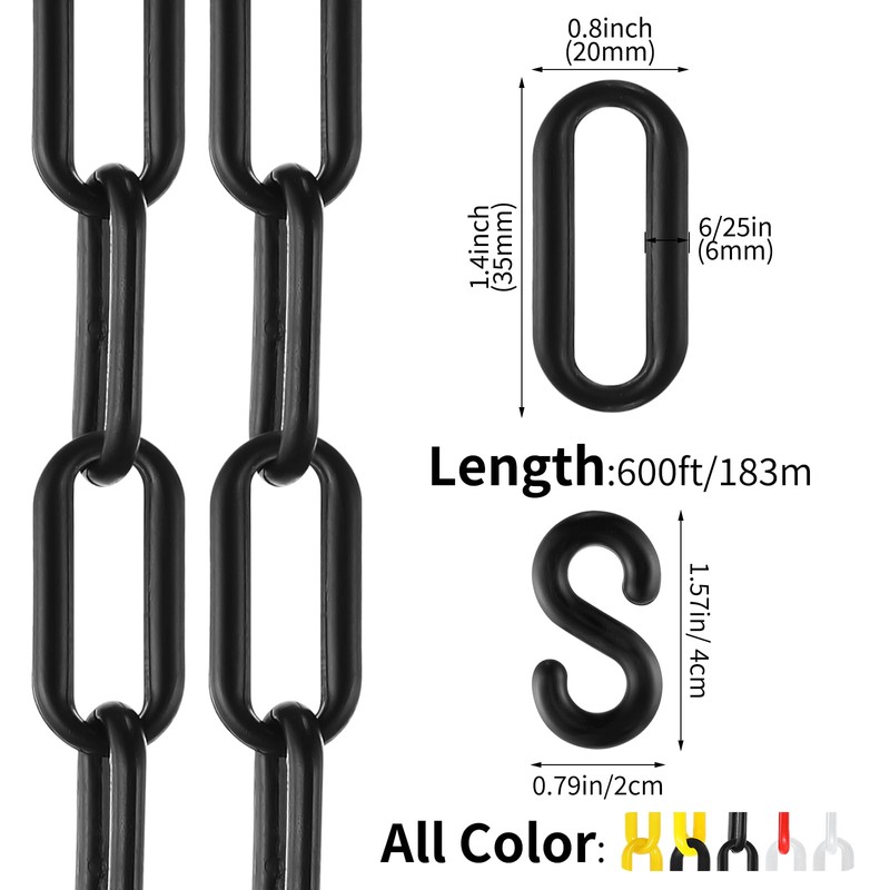 Geelin 600 ft Plastic Chain Barrier Security Safety Chain Weatherproof
