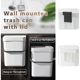 Jesintop Compost Caddy, Detachable Handle and Countertop Bin, Small Compost Bin with Lid, Plastic Tiny Wastebasket for Office/Kitchen/Refrigerator/RV, 3L/0.8 Gal Series, White