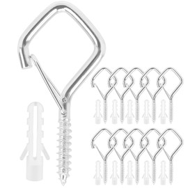 Screw Hooks Hook Screws Pack of 10 Hooks Ceiling Hooks for Screwing Wall Hooks for Screwing Ceiling Hooks Heavy Duty Screw Hooks Stainless Steel Eyelet Screw Hooks with Safety Hook Nails