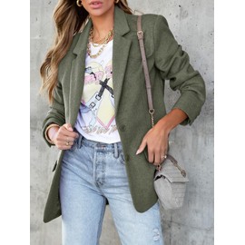 Cicy Bell Womens Casual Blazer Oversized Notch Lapel Work Office Suit Jacket Fall Warm Long Sleeve Outerwear Army Green