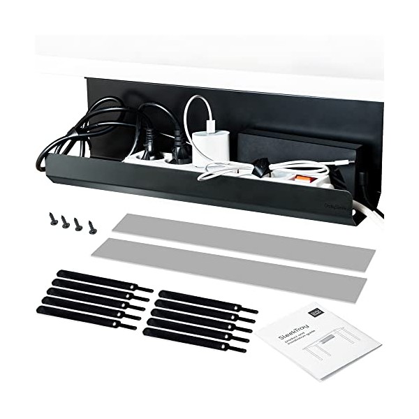 SleekTray Under Desk Cable Management Tray No Drill Wire Organizer