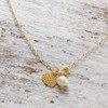 Tiny heart white pearl Gold anklet