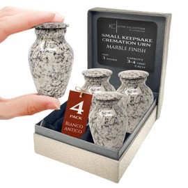 4 Pack Small Keepsake Cremation Urn for Human Ashes Aluminum with Gray Marble Finish | Mini Metal Sharing Personal Funeral Urn for Pet or Human Ashes