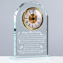 Arikyrist 50th Birthday Gifts for Women Men Crystal Quartz Clock Gifts for 50 Years Old Birthday Decorations Happy 50th Birthday Presents Ideas for Her Him