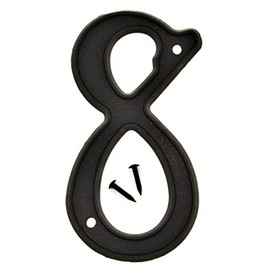 Hy-Ko 4” Classic Black Reflective Plastic House Number, Modern Raised Numbers for Exterior House, Durable Convenient Marking for Home Address with Included Mounting Hardware for Simple Installation