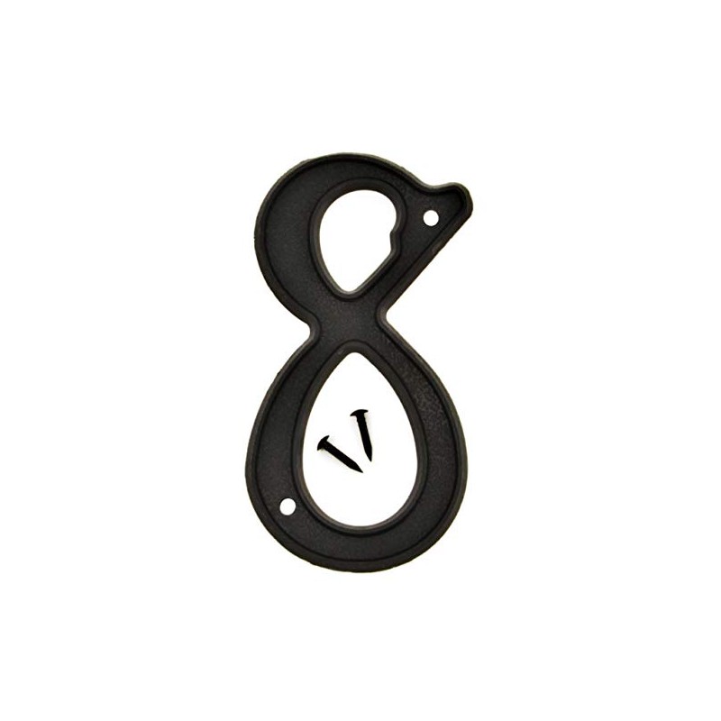 Hy-Ko 4” Classic Black Reflective Plastic House Number, Modern Raised