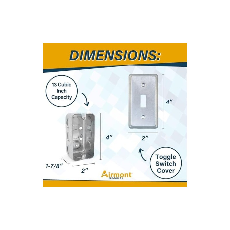Outlet Box Kit, 2x4'' Utility Electrical Box, Tamper Resistant 15