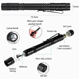 Mini LED Taschenlampe, Wasserdicht Taschenlampe Stift Licht, Handheld Klein Taschenlampe, für Outdoor-Aktivitäte, Inspektion, Arbeit, Reparatur, Geschenk, 2*AAA-Batterien (Nicht Enthalten) (1 Stück)