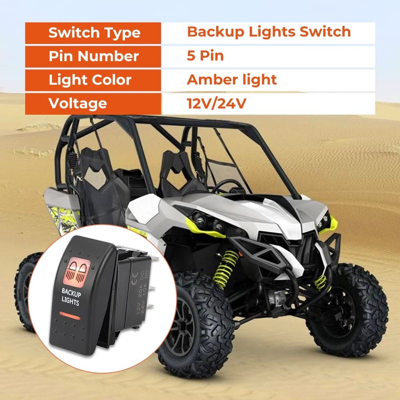 Foruly Backup Light Switch Amber LED Light for Can-Am Commander