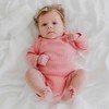Organic Cotton Rib-Knit Baby Sleepsuit with Long Arms - Pink,